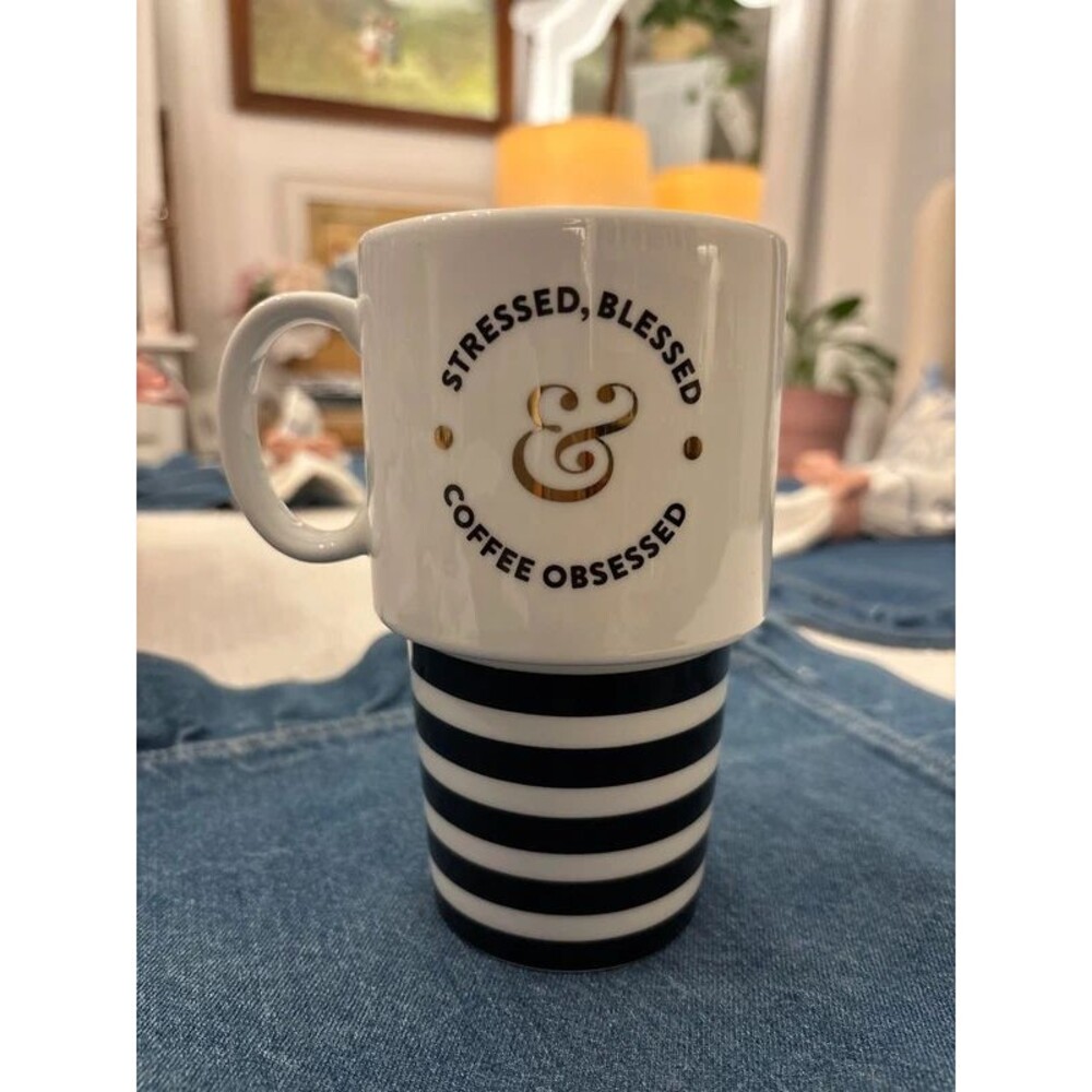 Fringe Coffee Obsessed Black White Large Travel Mug Cup